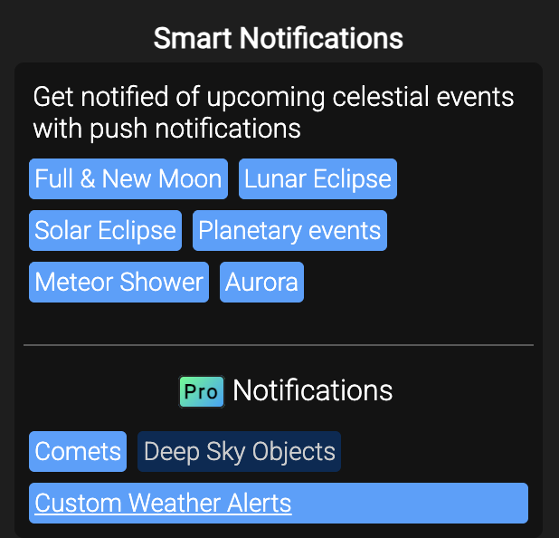 Smart Notification settings example